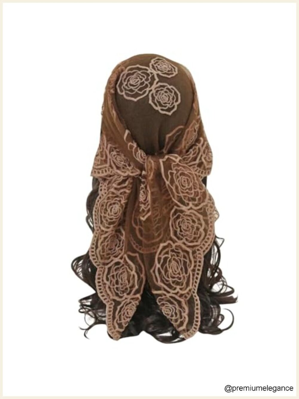 Large Sheer Flower Embroidery Head Scarf Lightweight Polyester
